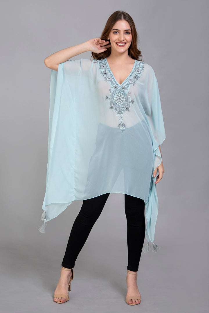 Trendy Soft Aqua Kaftan - Vz Collection