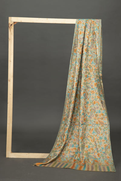 Hand Woven Silk Pashmina in Nude with Paisley Pattern - Vz Collection