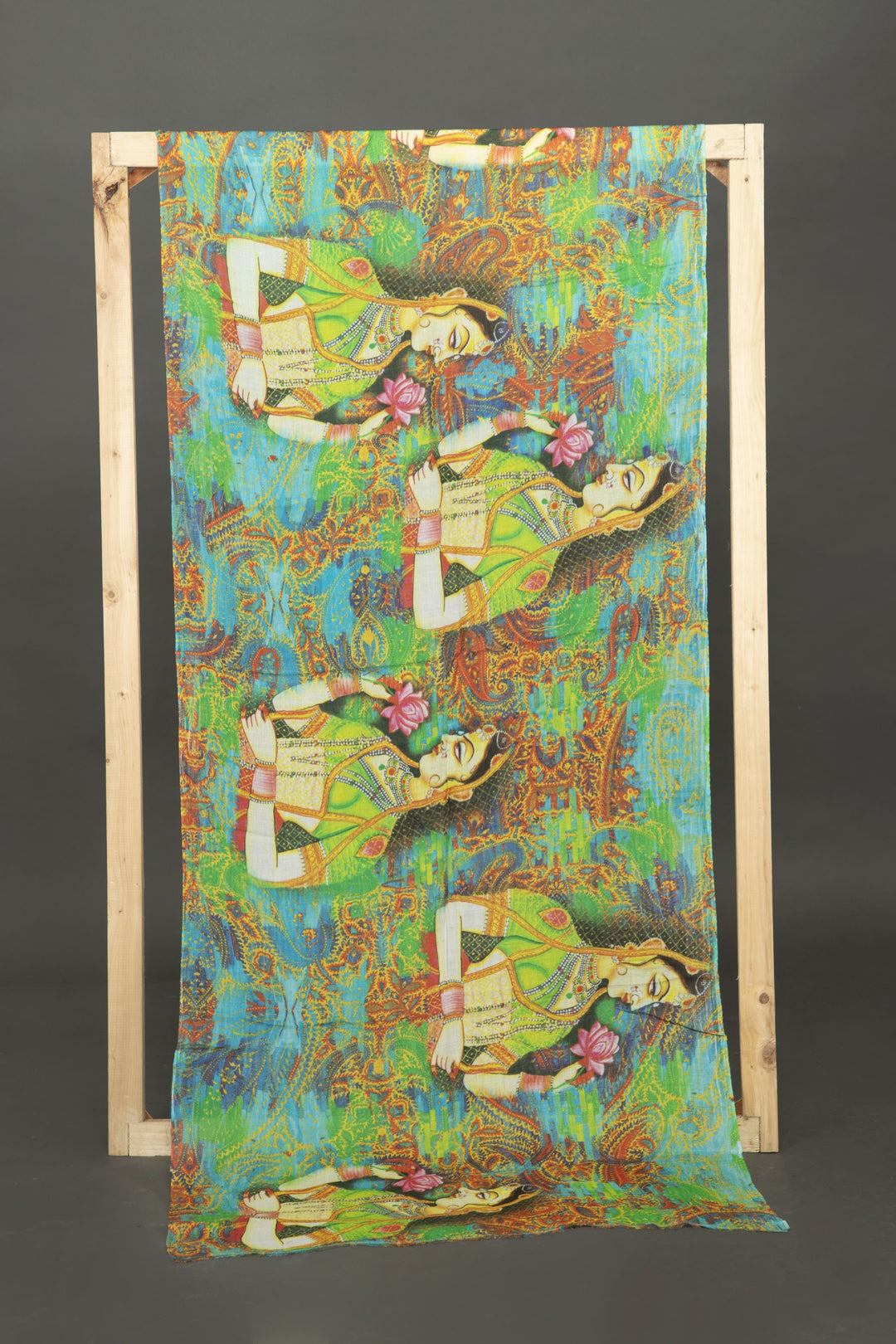 Digital Printed Indian Women with Lotus Scarf - Vz Collection