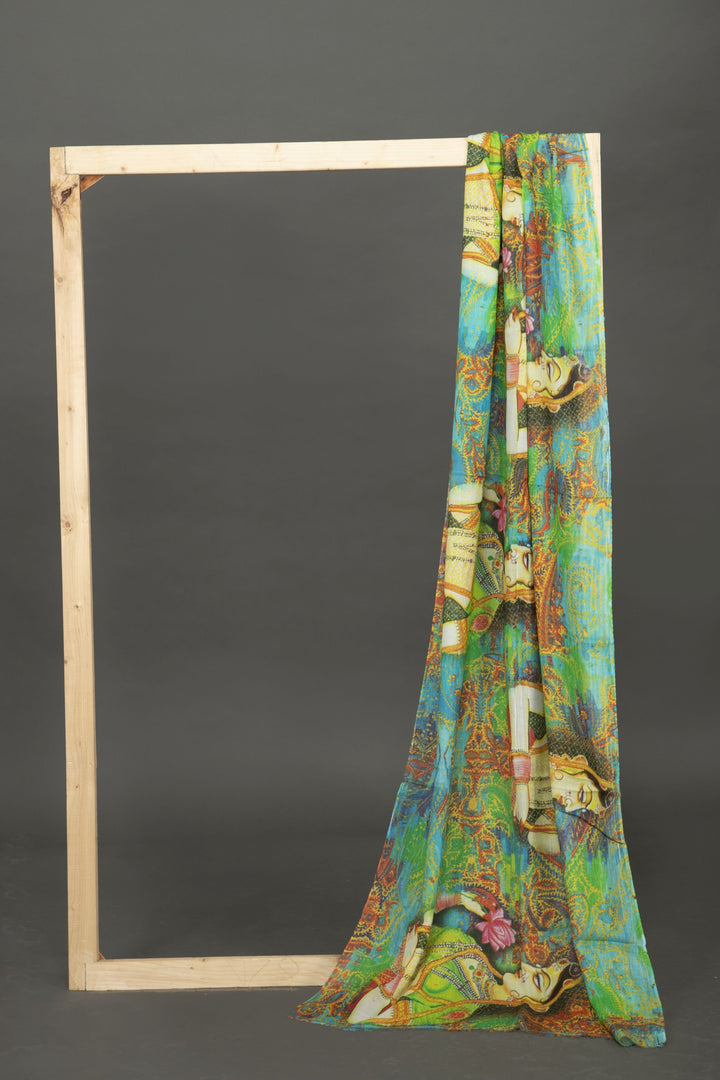Digital Printed Indian Women with Lotus Scarf - Vz Collection