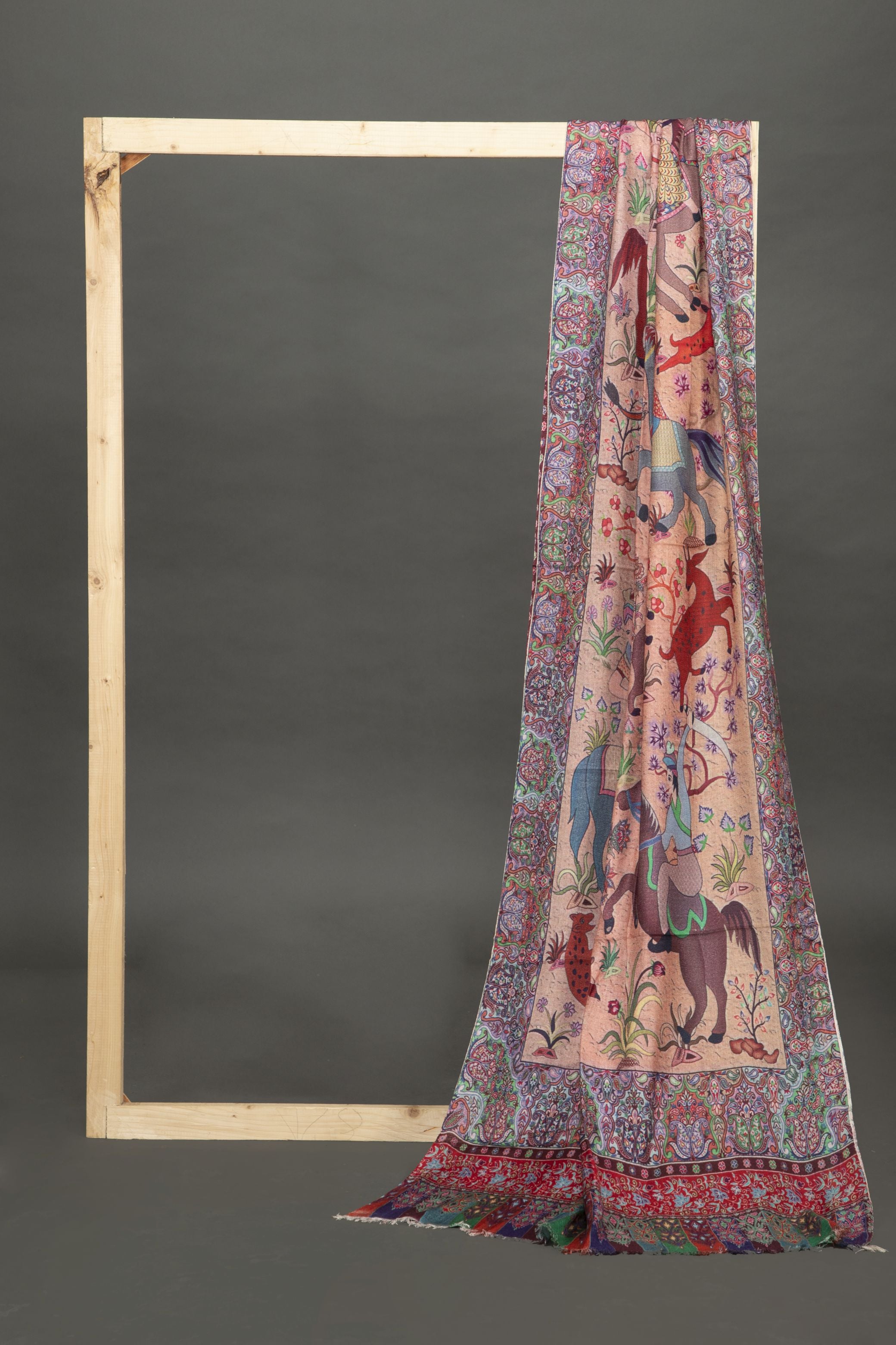 Elegant Hunting Scene Digital Print Scarf – Vz Collection