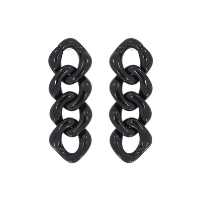 Black Marble Chain Link Earrings - Vz Collection