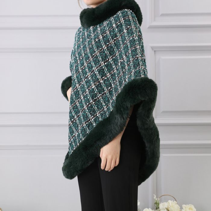 Wide Weave Tweed Poncho with Sequin - Vz Collection
