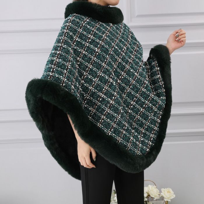 Wide Weave Tweed Poncho with Sequin - Vz Collection