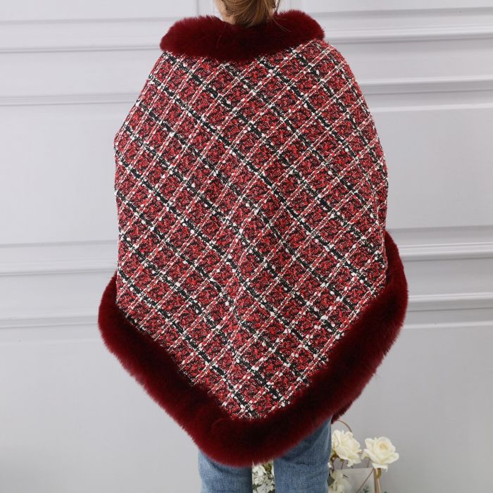 Wide Weave Tweed Poncho with Sequin - Vz Collection