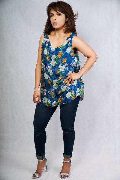 Floral Pattern Tops in Italian Silk - Vz Collection