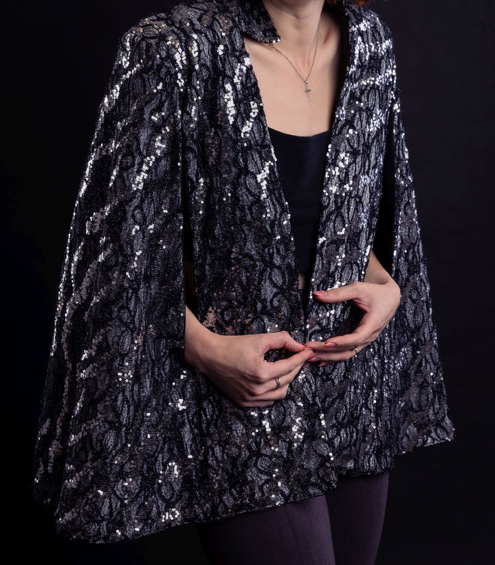 Hand Embellished Tulle Couture Cape - Vz Collection