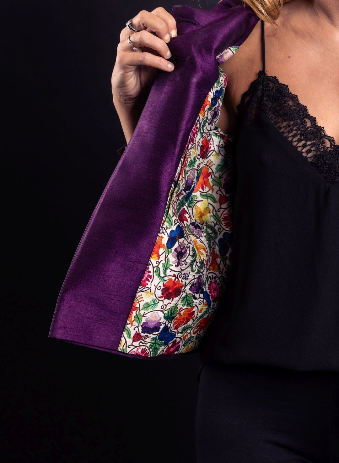 Peter Pan Collared Short Butterfly Pattern Jacket - Vz Collection