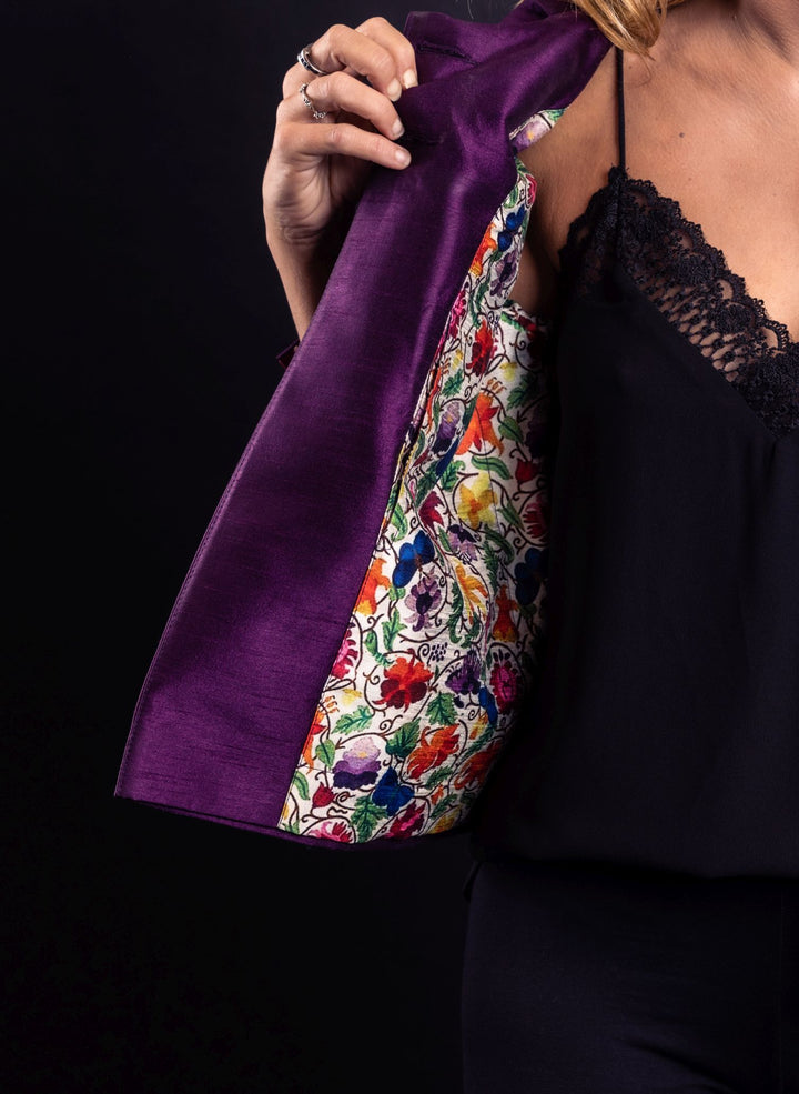 Peter Pan Collared Short Butterfly Pattern Jacket - Vz Collection