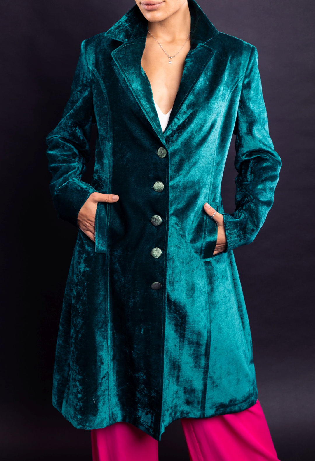 Smart Tailored mid-length Velvet Coat - Vz Collection