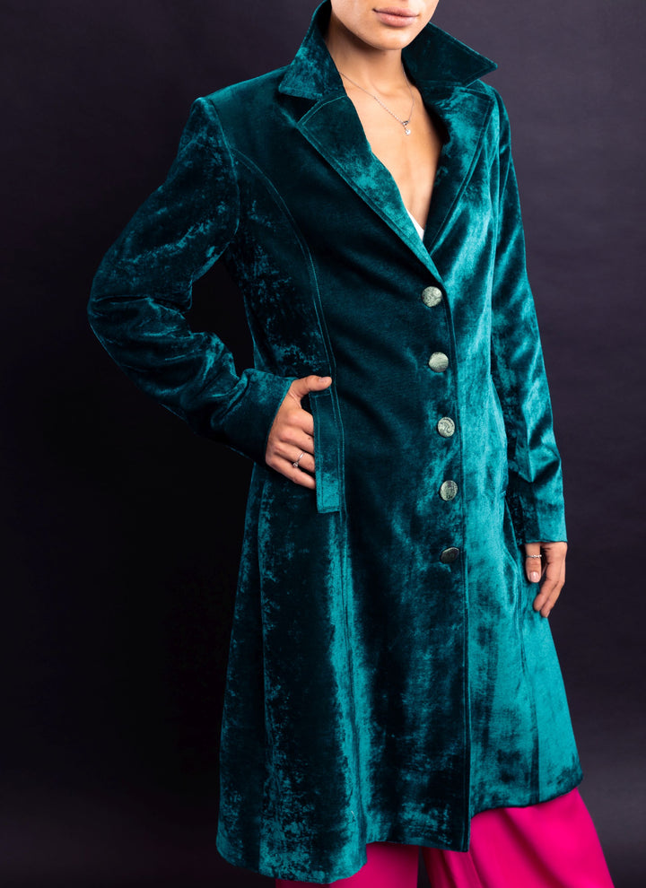 Smart Tailored mid-length Velvet Coat - Vz Collection