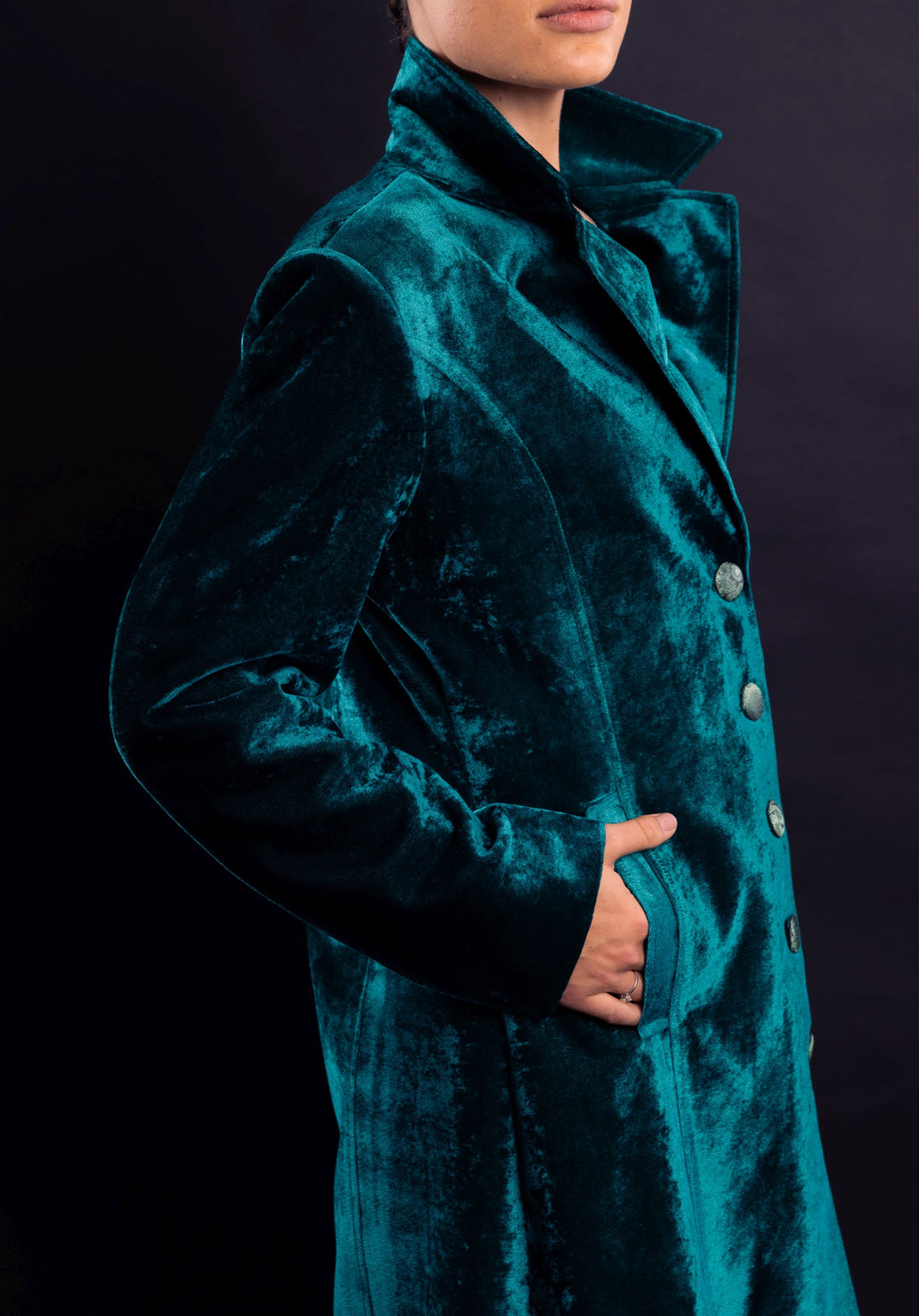 Smart Tailored mid-length Velvet Coat - Vz Collection