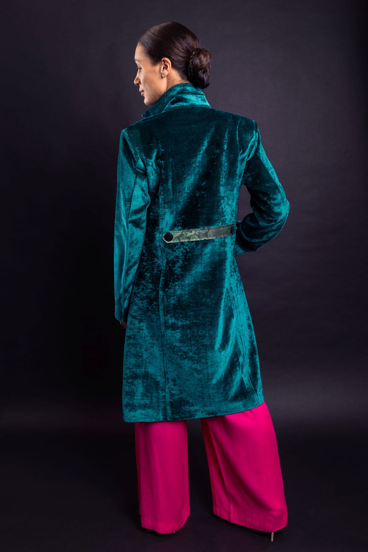 Smart Tailored mid-length Velvet Coat - Vz Collection
