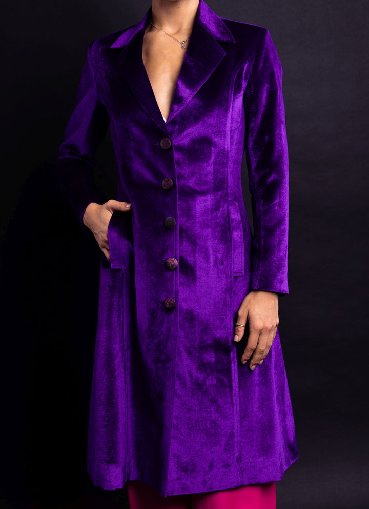 Smart Tailored mid-length Velvet Coat - Vz Collection