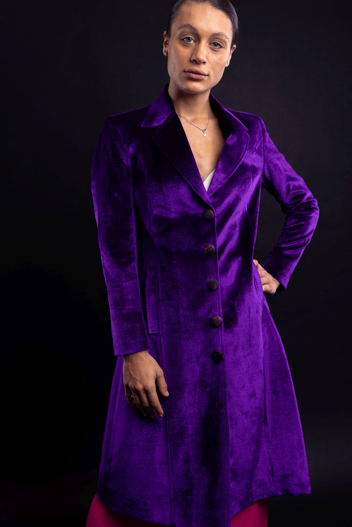 Smart Tailored mid-length Velvet Coat - Vz Collection