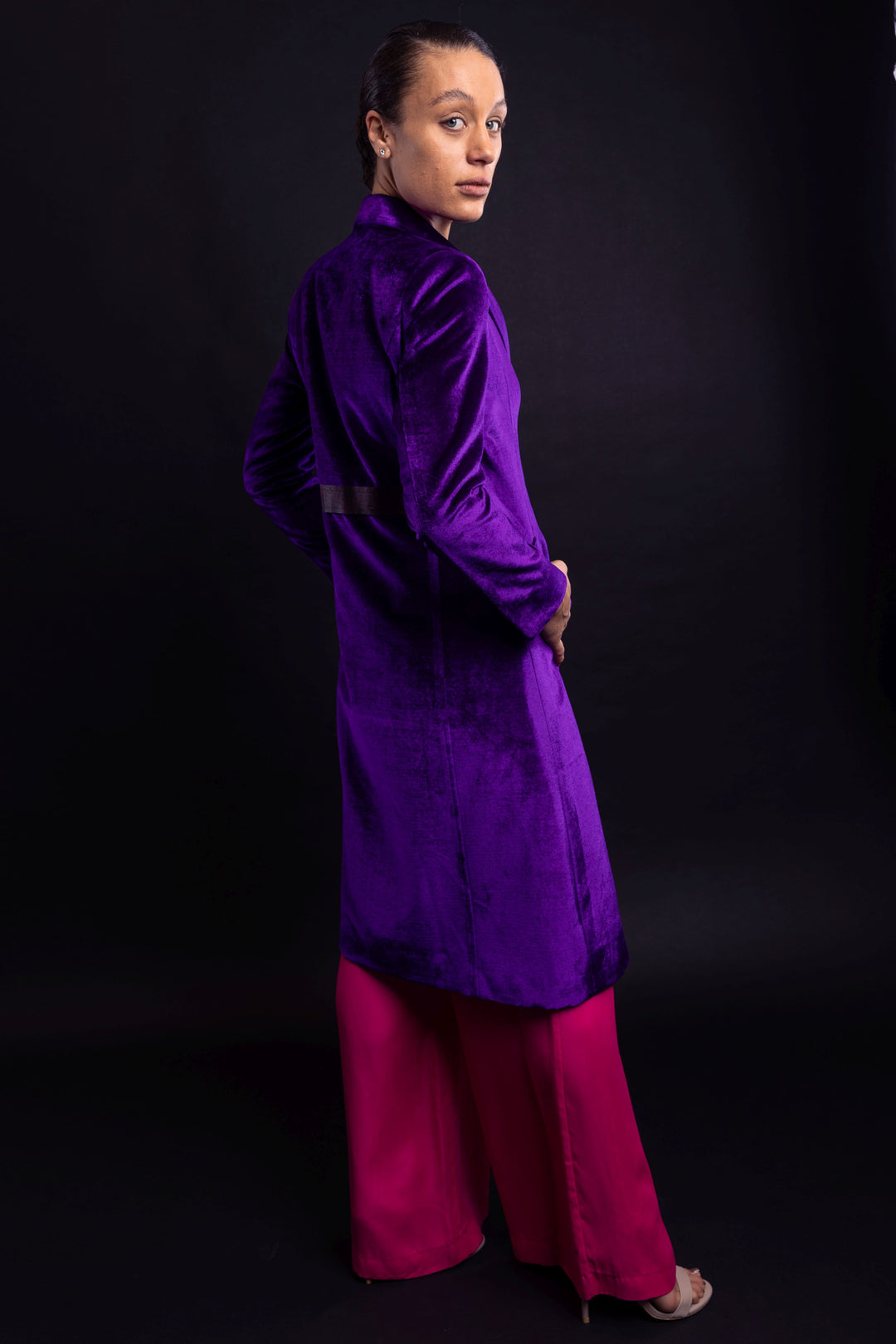 Smart Tailored mid-length Velvet Coat - Vz Collection