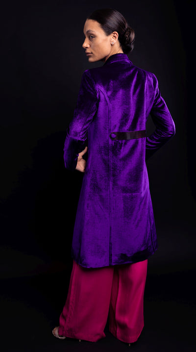 Smart Tailored mid-length Velvet Coat - Vz Collection