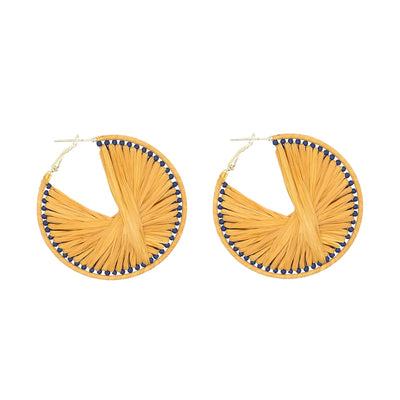 Tan & Blue Swirl Hoop Earrings - Vz Collection