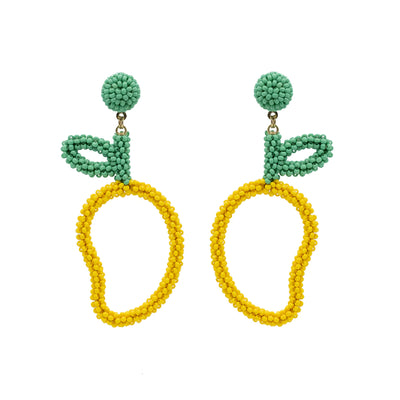 Mango Shape Hand Beaded Earrings - Vz Collection
