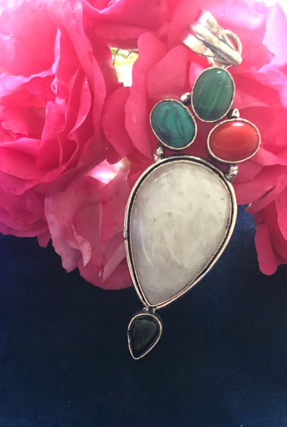 Moon stone with Turquoise Pendant - Vz Collection