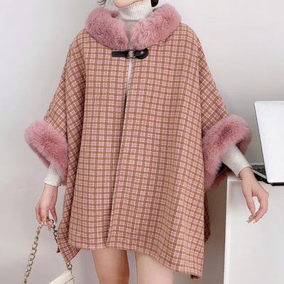 Baby Pink Tartan Check Cape - Vz Collection