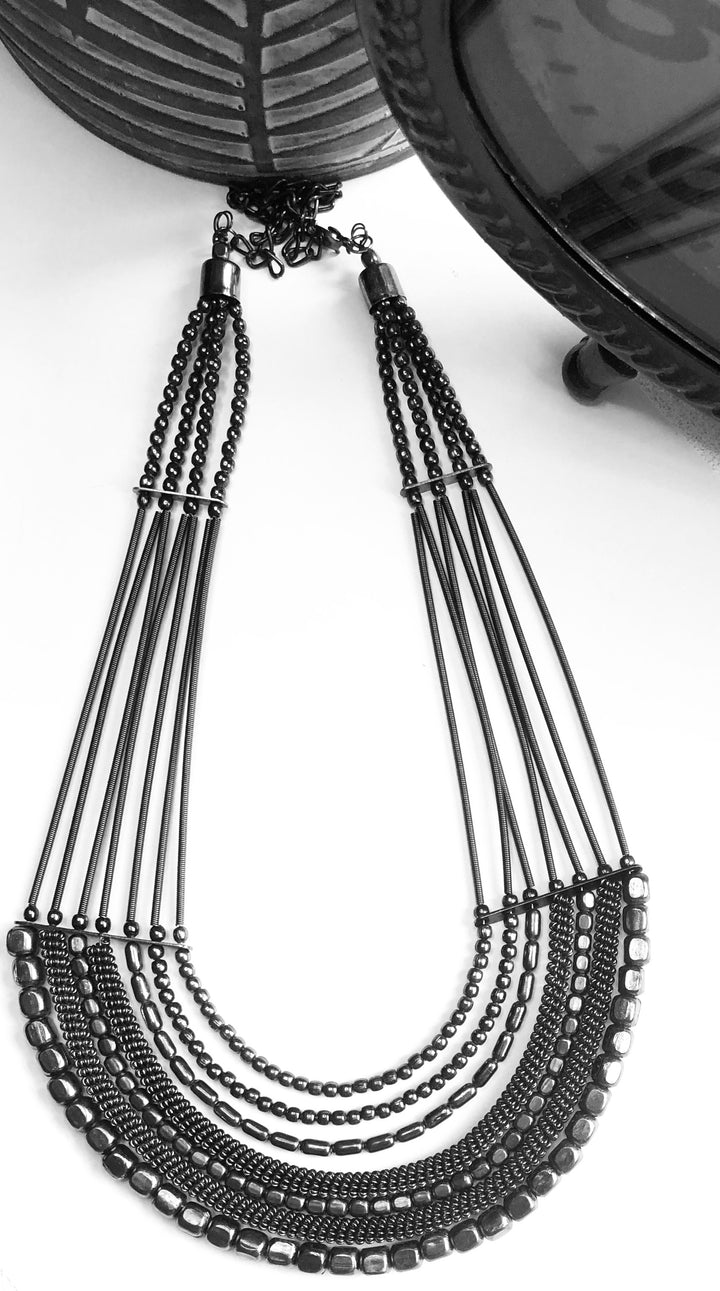 Beads and Spring wire Contemporary Necklace - Vz Collection