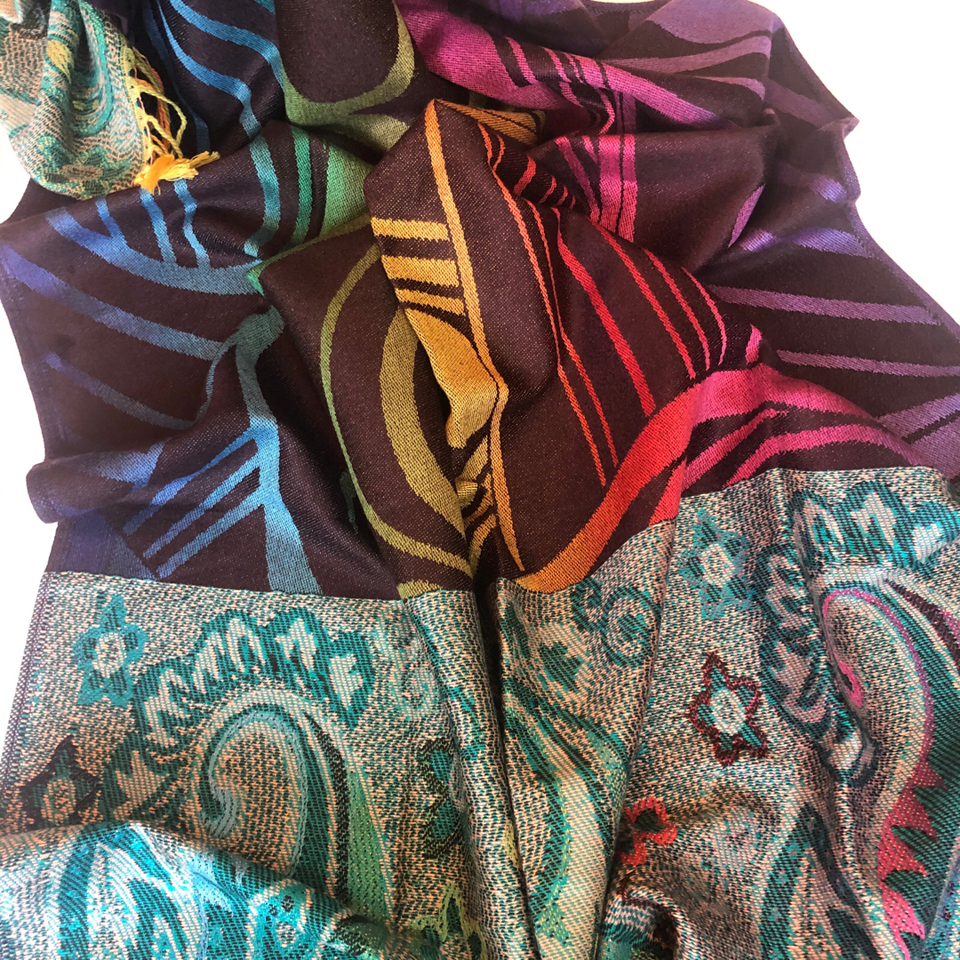 Abstract and Paisley Pattern Pashmina Scarf - Vz Collection
