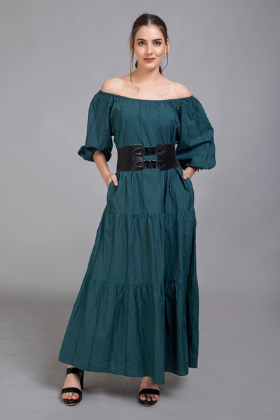 Teal Green Tiered Maxi Dress - Vz Collection
