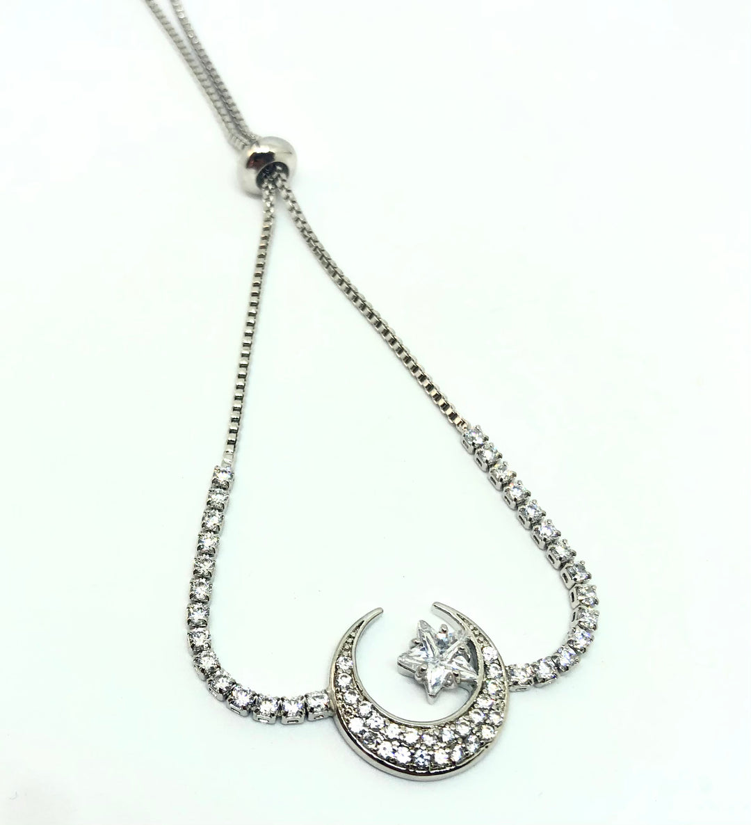 Moon and Star Diamanté Slider Bracelet - Vz Collection