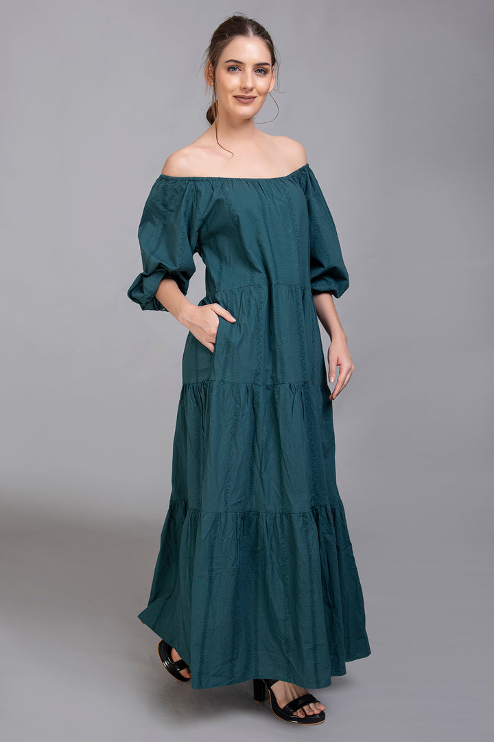 Teal Green Tiered Maxi Dress - Vz Collection