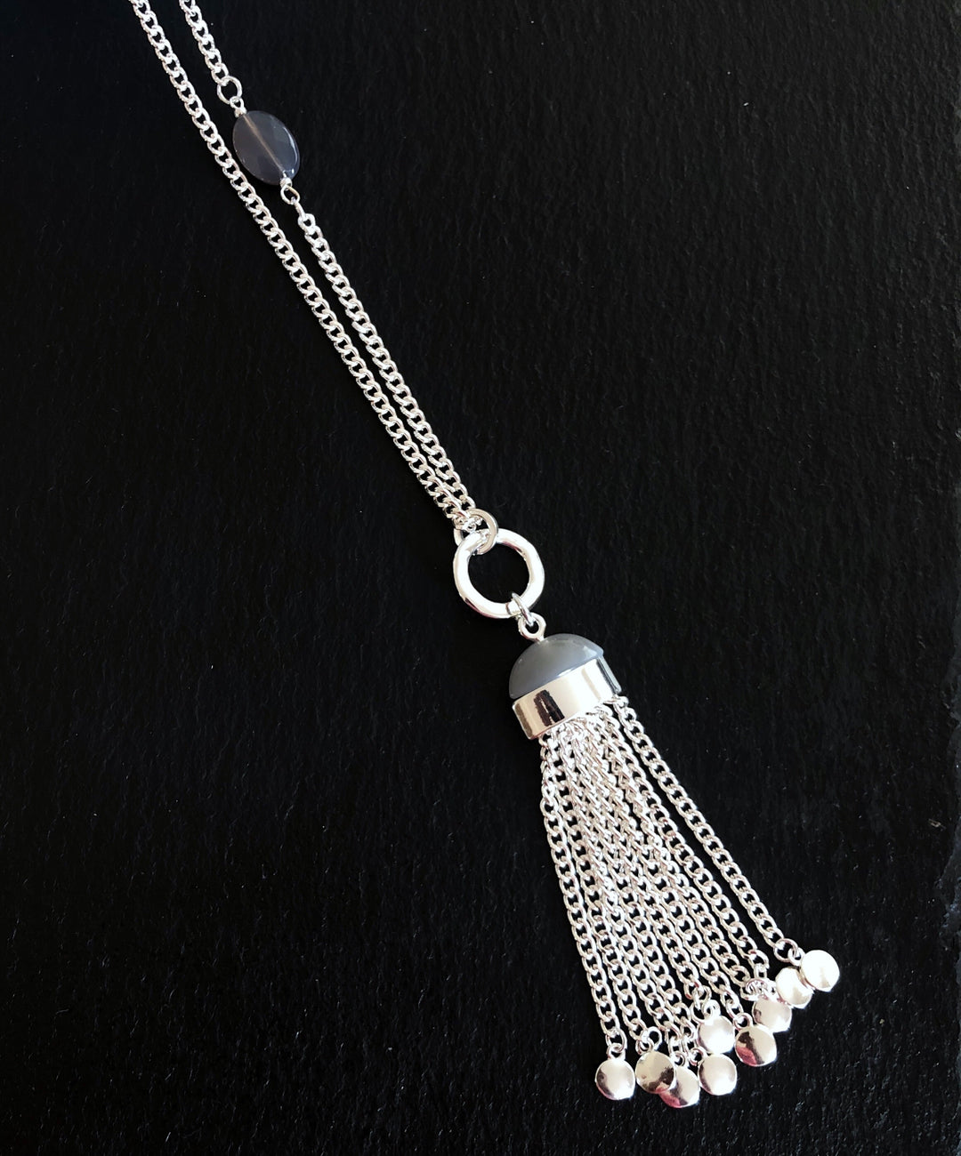 Agate Tassel Pendant Long Necklace - Vz Collection