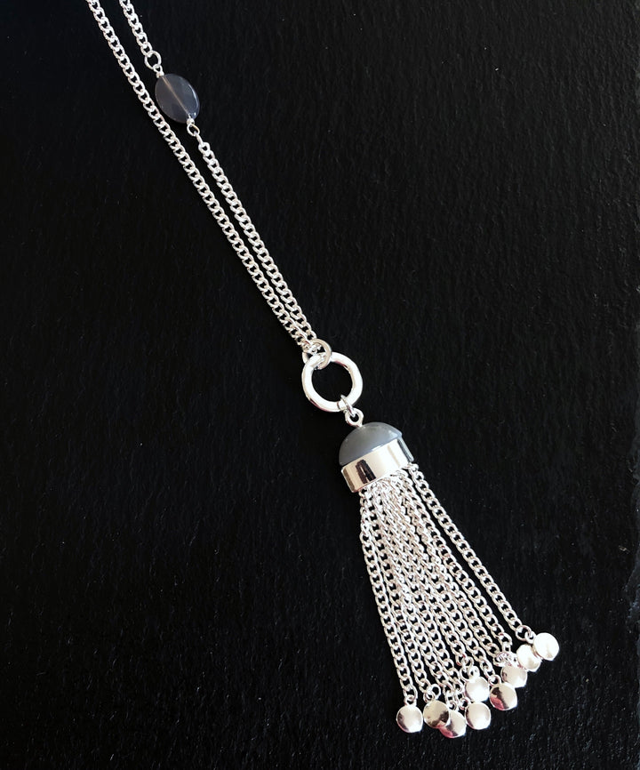 Agate Tassel Pendant Long Necklace - Vz Collection