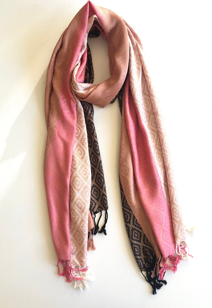 Solid Colours with Diamond Pattern Pashmina Scarf - Vz Collection