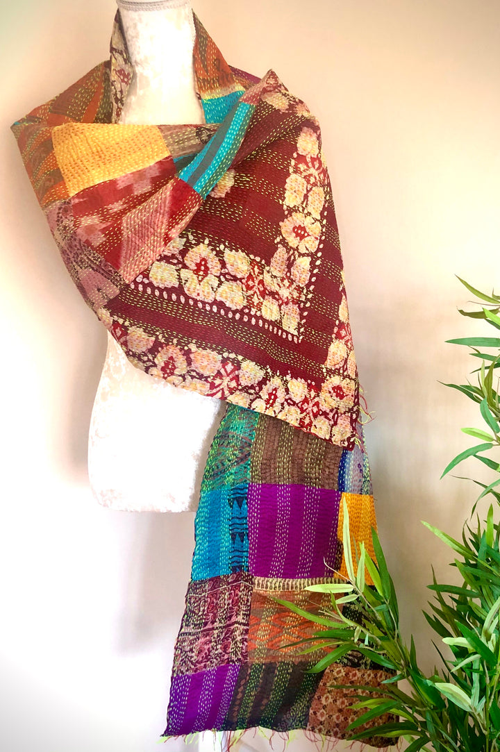 Multi Coloured Reversible Silk Scarves - Vz Collection