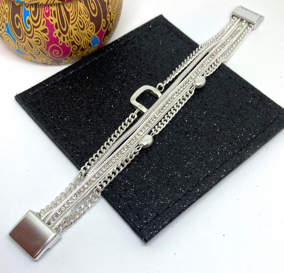 Multi Chain Magnetic Bracelet with Rectangle Bead - Vz Collection