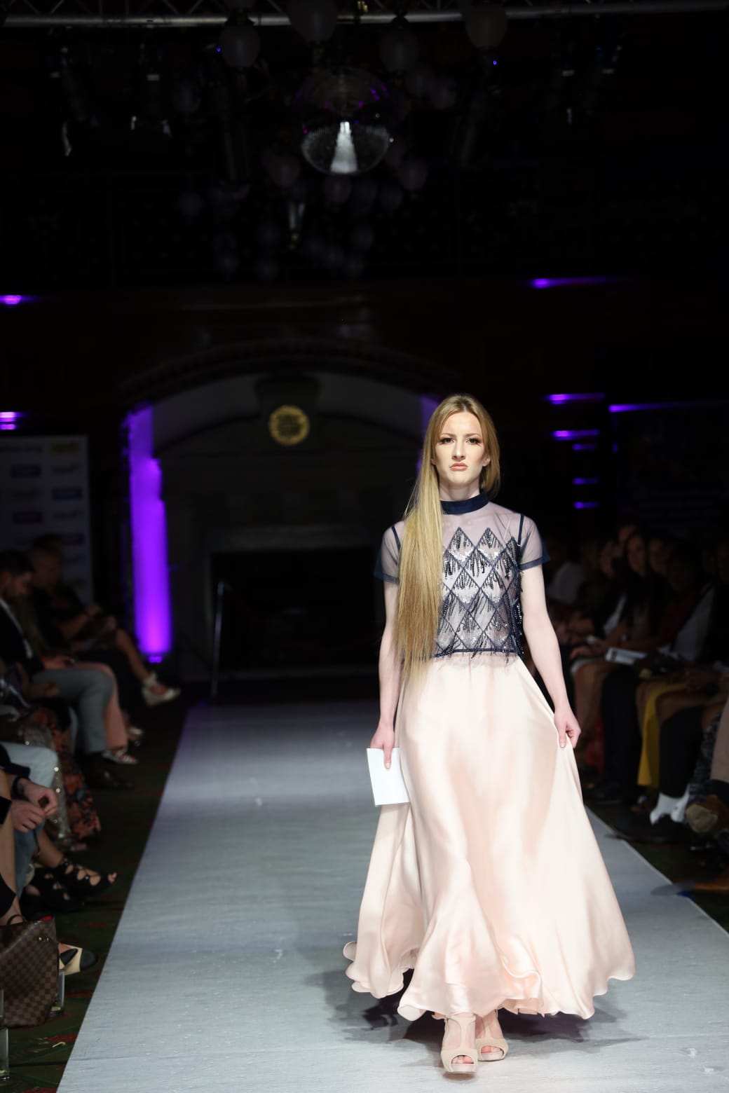 Pink Satin Silk Dress with Navy Bolero - Vz Collection