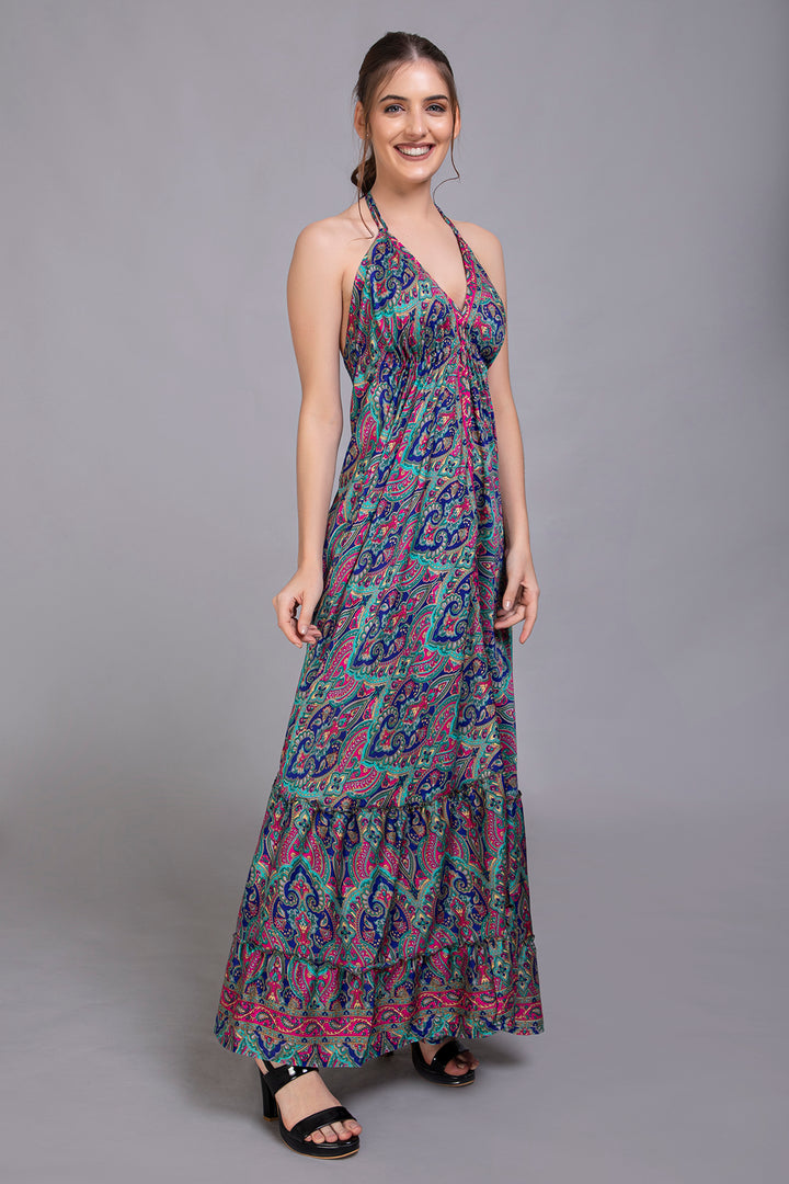 Upcycled Indian Silk Saree Long Bohemian Dress - Vz Collection