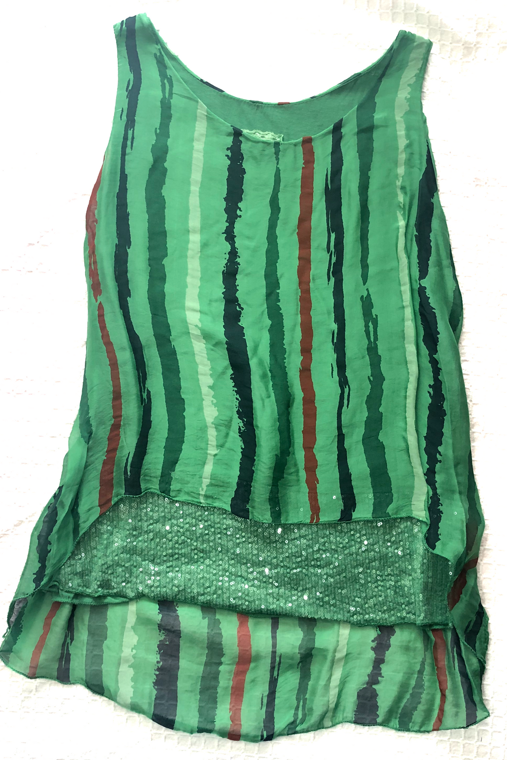 Emerald Green Boho Italian Silk Top - Vz Collection