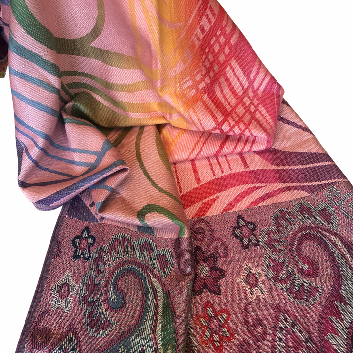 Abstract and Paisley Pattern Pashmina Scarf - Vz Collection