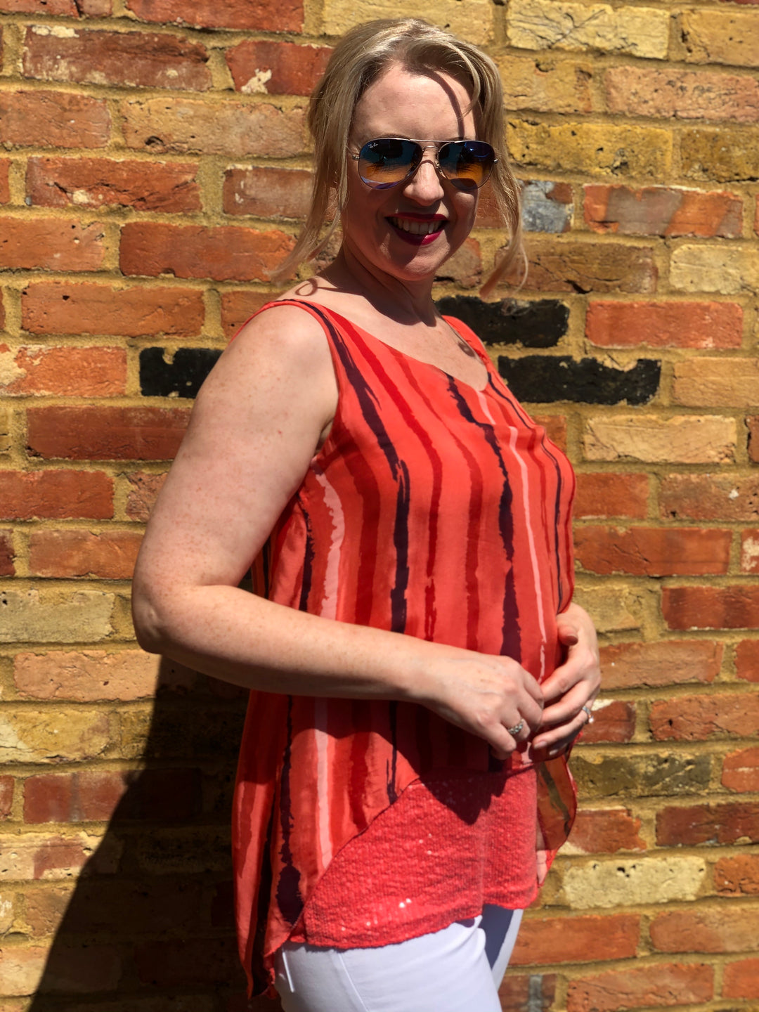 Orange Boho Italian Silk Top - Vz Collection