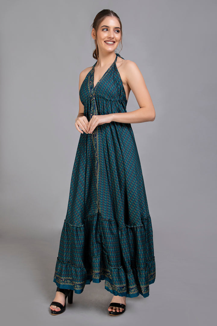 Upcycled Indian Silk Saree Long Bohemian Dress - Vz Collection