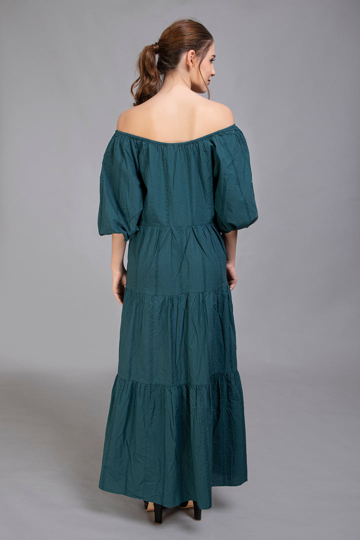 Teal Green Tiered Maxi Dress - Vz Collection