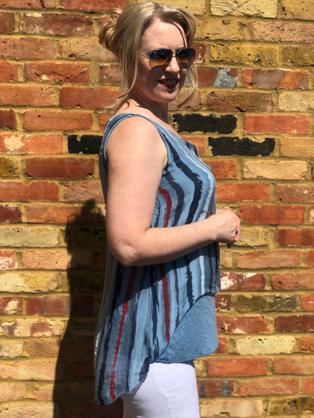 Gunmetal Grey Boho Italian Silk Top - Vz Collection