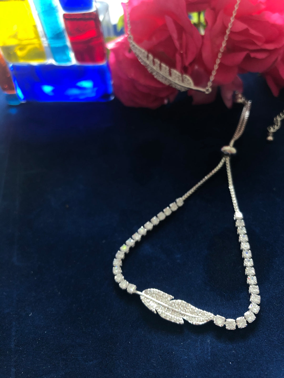 Cubic Zirconia Feather Slider Bracelet - Vz Collection