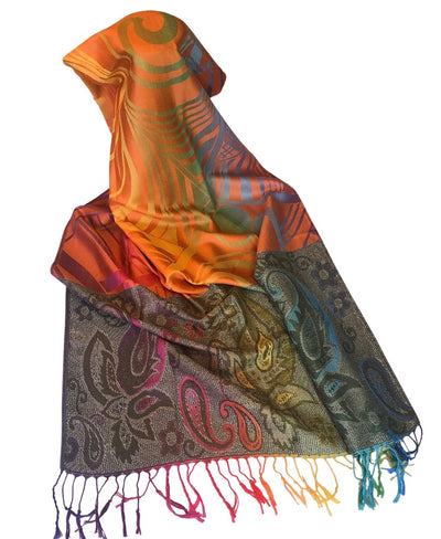 Abstract and Paisley Pattern Pashmina Scarf - Vz Collection