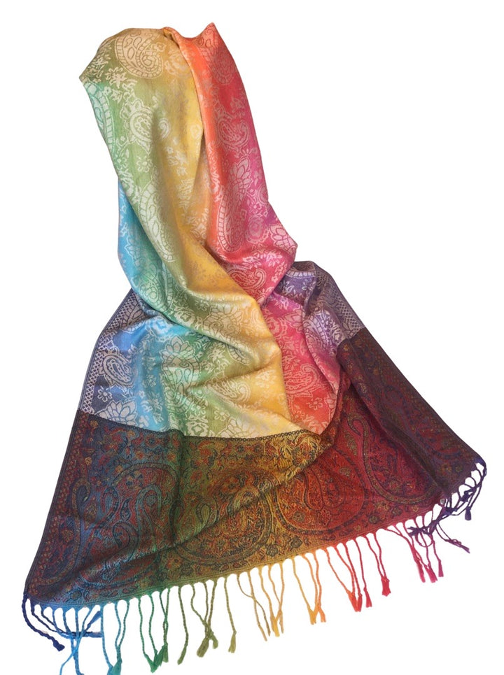 Abstract and Paisley Pattern Pashmina Scarf - Vz Collection