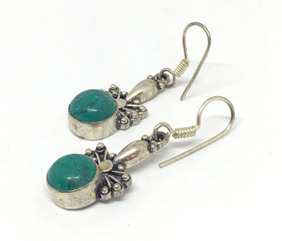 Turquoise Stone Earrings in Sterling Silver - Vz Collection