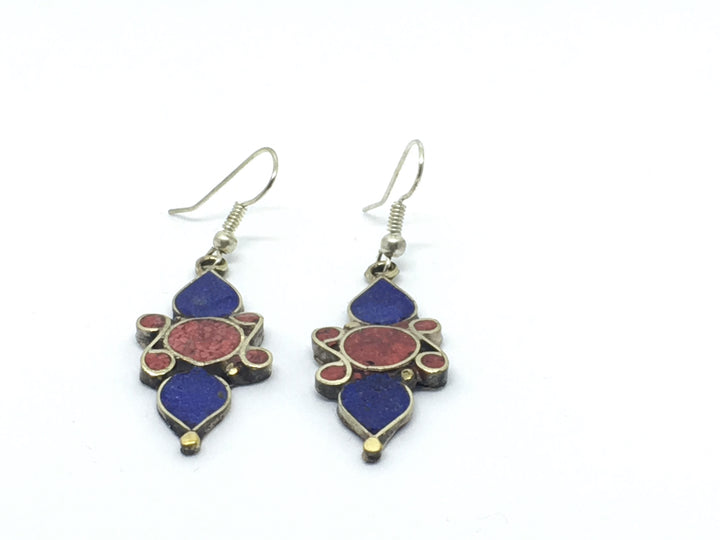Tibetan Influenced Tribal Tear Drop Earrings - Vz Collection