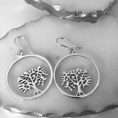 Silver Plated Tree of Life Earrings - Vz Collection
