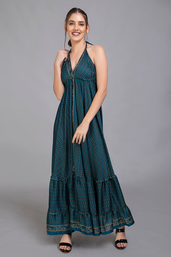 Upcycled Indian Silk Saree Long Bohemian Dress - Vz Collection